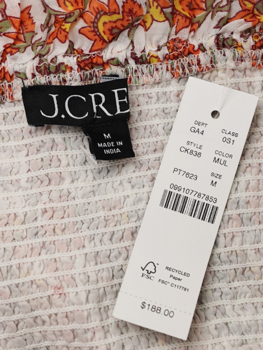 New JCREW Size M Ravenna Dress in Sunset Rose Block-Print Ramie $188 CK836 - Picture 7 of 7